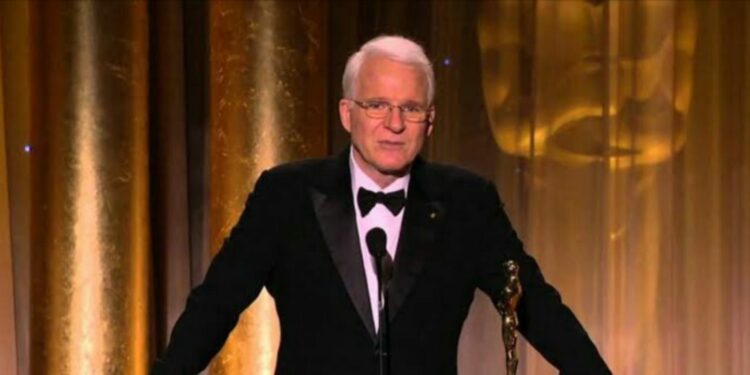 Steve Martin accepting his honorary Academy Award