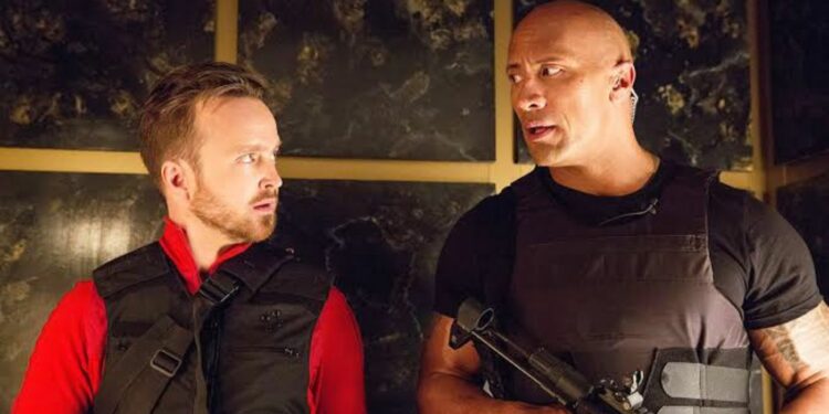 Aaron Paul and Dwayne Johnson in Central Intelligence