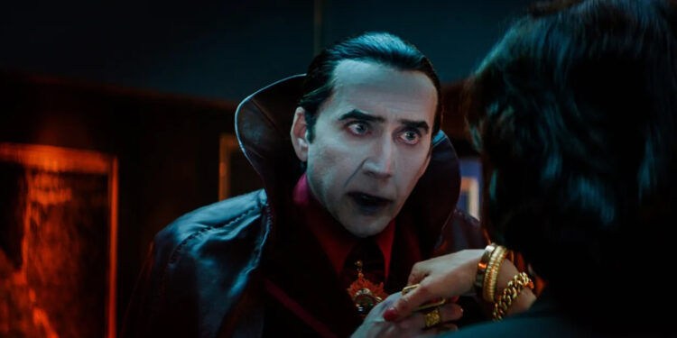 Nic Cage as Dracula in Renfield 2023