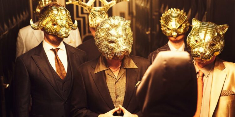 The VIPs of Squid Game, wearing their golden animal masks.