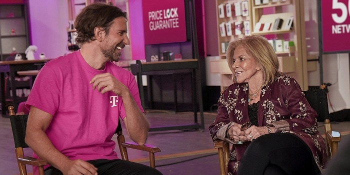 Gloria Campano and Bradley Cooper in Super Bowl commercial