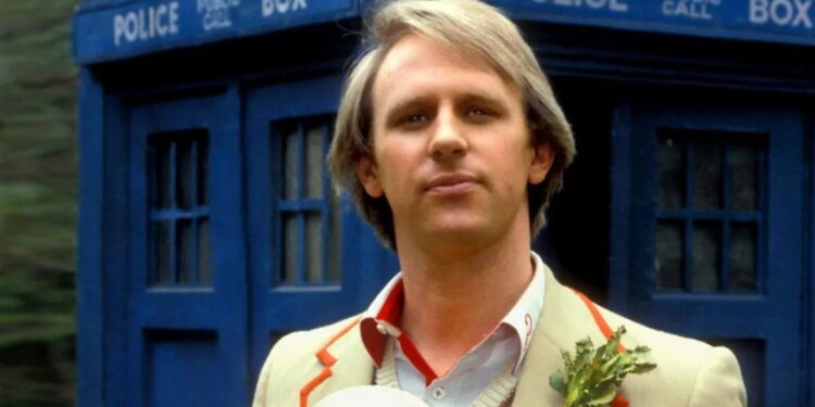 Peter Davison dressed as the Fifth Doctor for Doctor Who