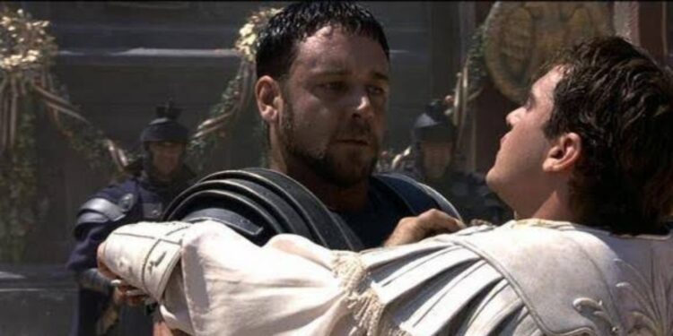 Maximus kills Commodus in Gladiator - Historical lies in Gladiator