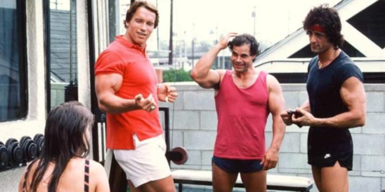 Arnold and Sly Working Out