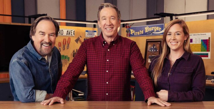 Richard Karn, from left, Tim Allen and Corpus Christi native April Wilkerson star in "Assembly Required," a new competition show on the History Channel.
