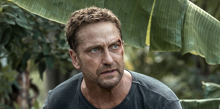 Gerard Butler in Last Seen Alive with leaves in background