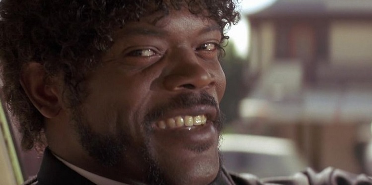 Samuel L Jackson Smiling in Pulp Fiction - movie roles