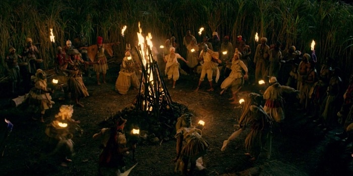 Tribal ritual in the middle of the estate in Outlander