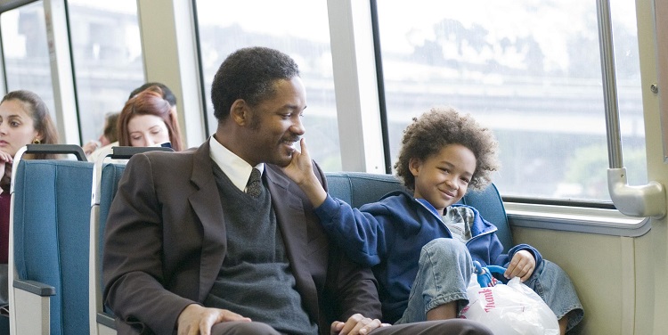 Will Smith and his son in The Pursuit of Happyness in bus