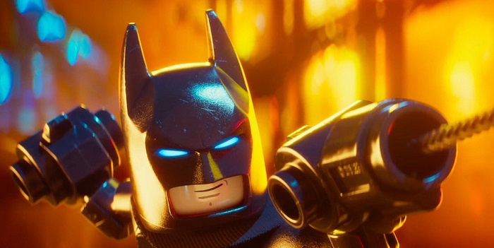 Batman grinning in the lego batman movie