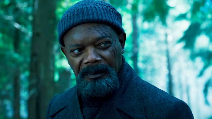 Samuel L. Jackson in one of his iconic roles as Nick Fury in the MCU