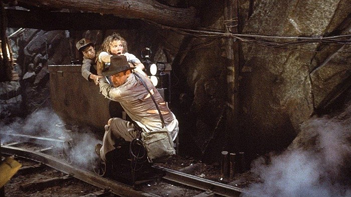 The mine cart chase in Indiana Jones and the Temple of Doom (1984)