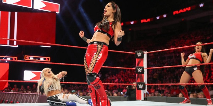 Brie Bella celebrating her win