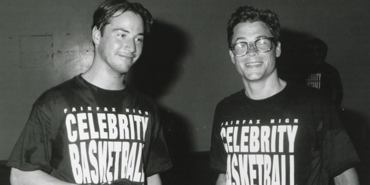 Reeves and Rob Lowe Taking Part in Celebrity Basketball in 1988