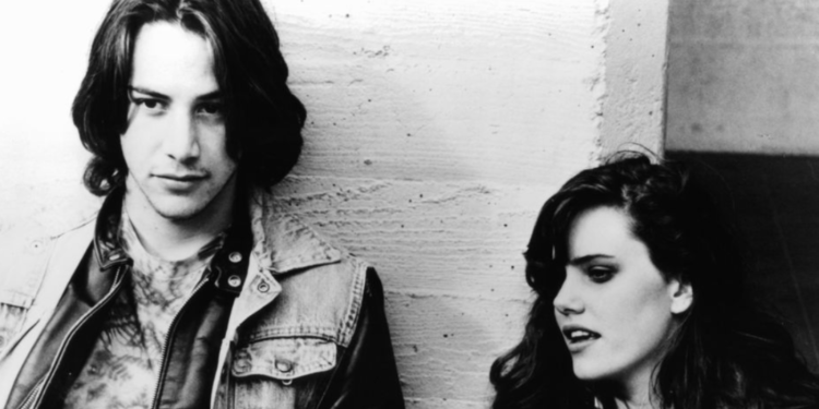 Keanu Reeves and Ione Skye on set of River's Edge in 1986