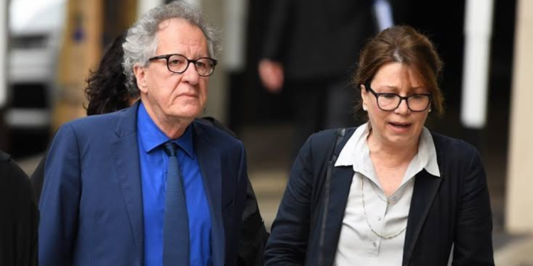 Geoffrey Rush and wife Jane Menelaus