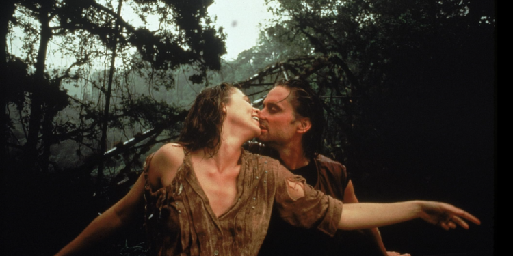 Michael Douglas and Kathleen Turner in Romancing the Stone