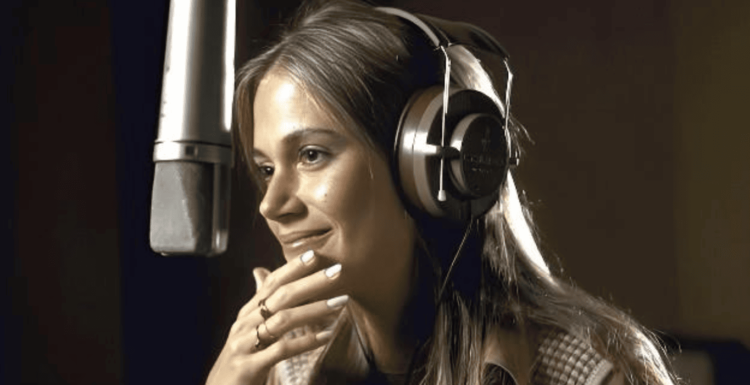 Peggy Lipton recording a song