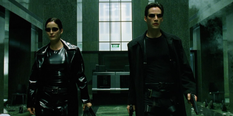 Keanu Reeves and Carrie-Anne Moss in The Matrix (1999)