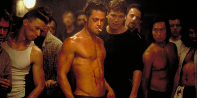 Brad Pitt, Paul Dillon, and Holt McCallany in Fight Club (1999)