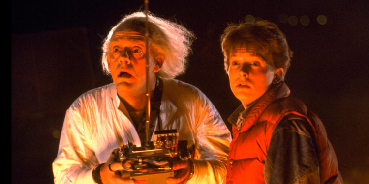 Michael J. Fox and Christopher Lloyd in Back to the Future (1985)