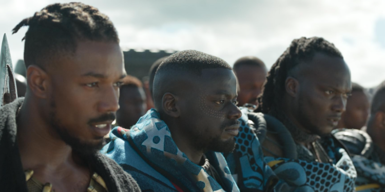 Michael B. Jordan and Daniel Kaluuya in Black Panther (2018)