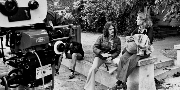 John Carpenter and Jamie Lee Curtis on the set of Halloween