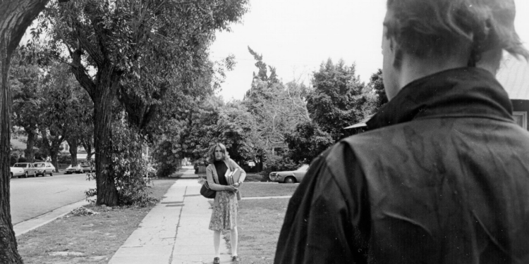 Jamie Lee Curtis and Nick Castle in John Carpenter's Halloween (1978)