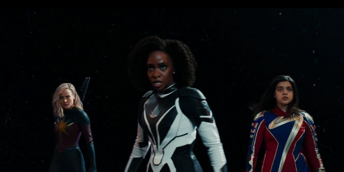 Brie Larson, Teyonah Parris, Iman Vellani in The Marvels (2023)