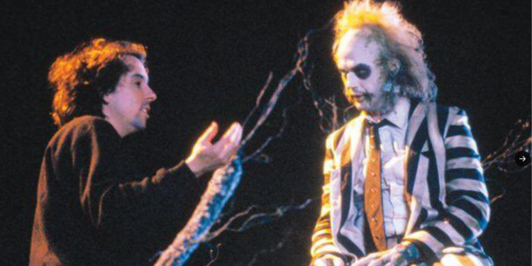 Tim Burton and Michael Keaton BTS of Beetlejuice