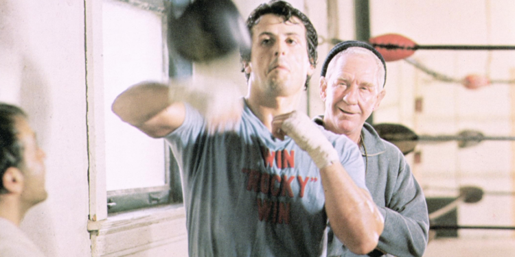 Sylvester Stallone, John G. Avildsen, and Burgess Meredith in Rocky (1976)