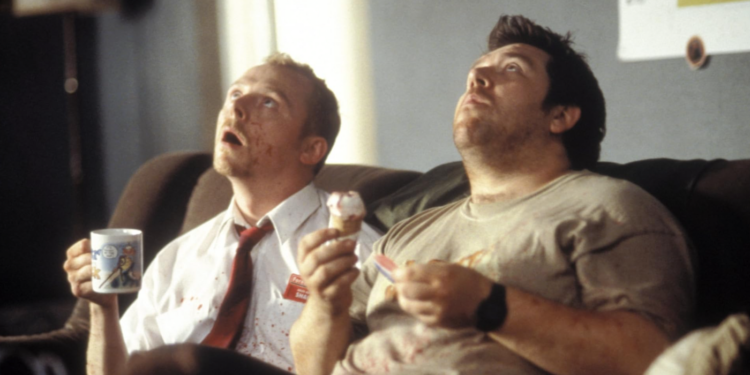 Nick Frost and Simon Pegg in Still from Shaun of the Dead (2004)