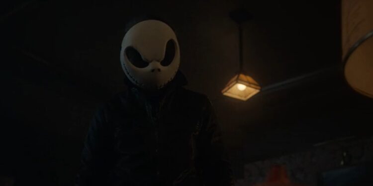 joe keery wearing nightmare before christmas mask in fargo season 5