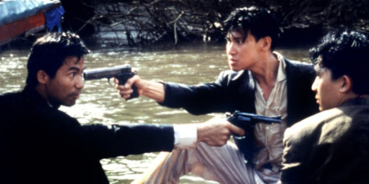 Jacky Cheung, Waise Lee, and Tony Leung Chiu-wai in Bullet in the Head (1990)