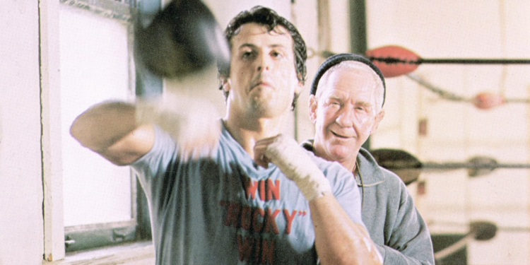 Sylvester Stallone and Burgess Meredith in Rocky (1976)