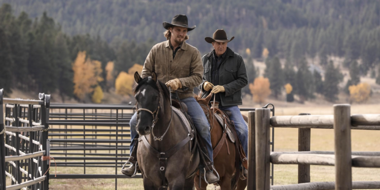 Kevin Costner and Luke Grimes in Yellowstone (2018)