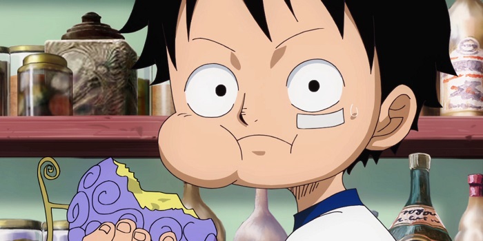 Luffy eating the Devil Fruit