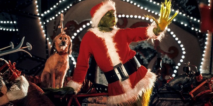 The grinch dressed up as santa