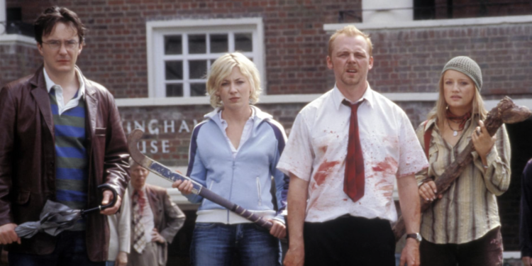 Kate Ashfield, Lucy Davis, Dylan Moran, and Simon Pegg in Shaun of the Dead (2004)