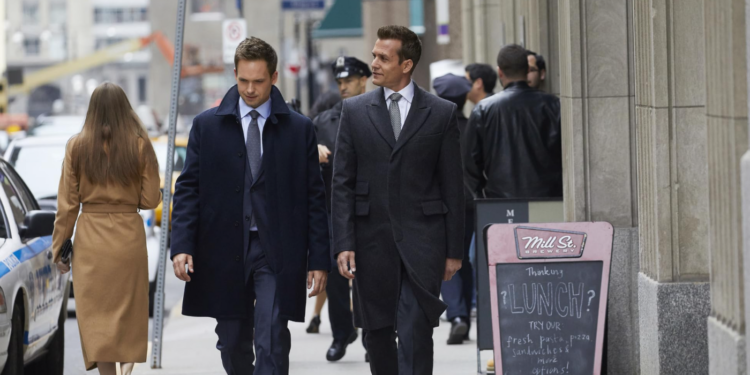 Gabriel Macht and Patrick J. Adams in Suits (2011)