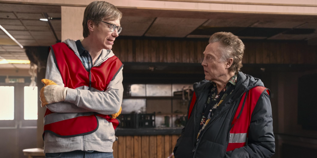 Stephen Merchant and Christopher Walken in The Outlaws (2021)