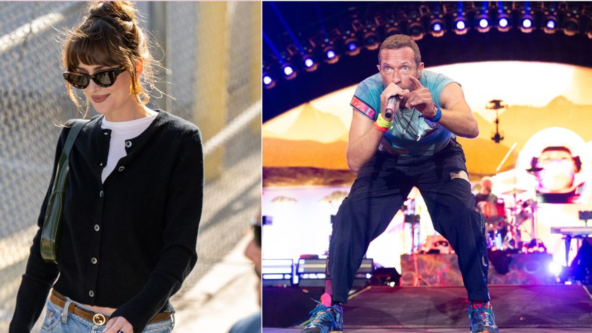 Dakota Johnson Supports Chris Martin and Coldplay at Glastonbury 2023
