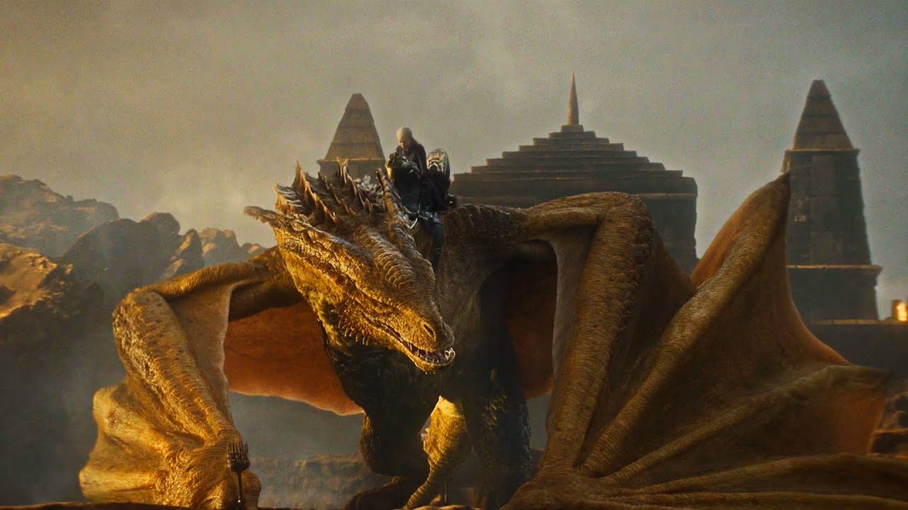 Rhaenyra flying on Syrax in House The Dramatic Unfolding of Power and Passion in House of the Dragon S2, E6
