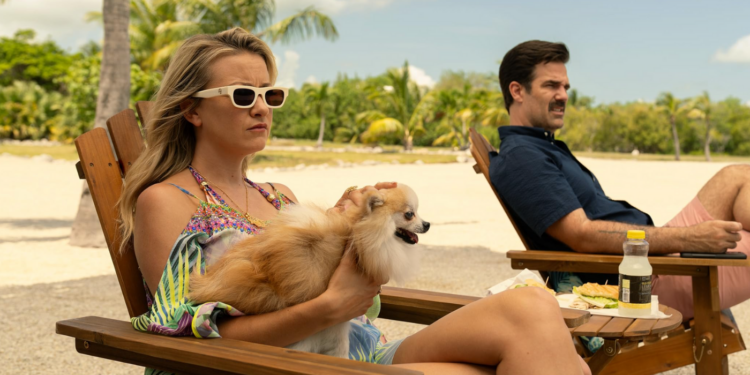 Meredith Hagner and Rob Delaney in Bad Monkey (2024)