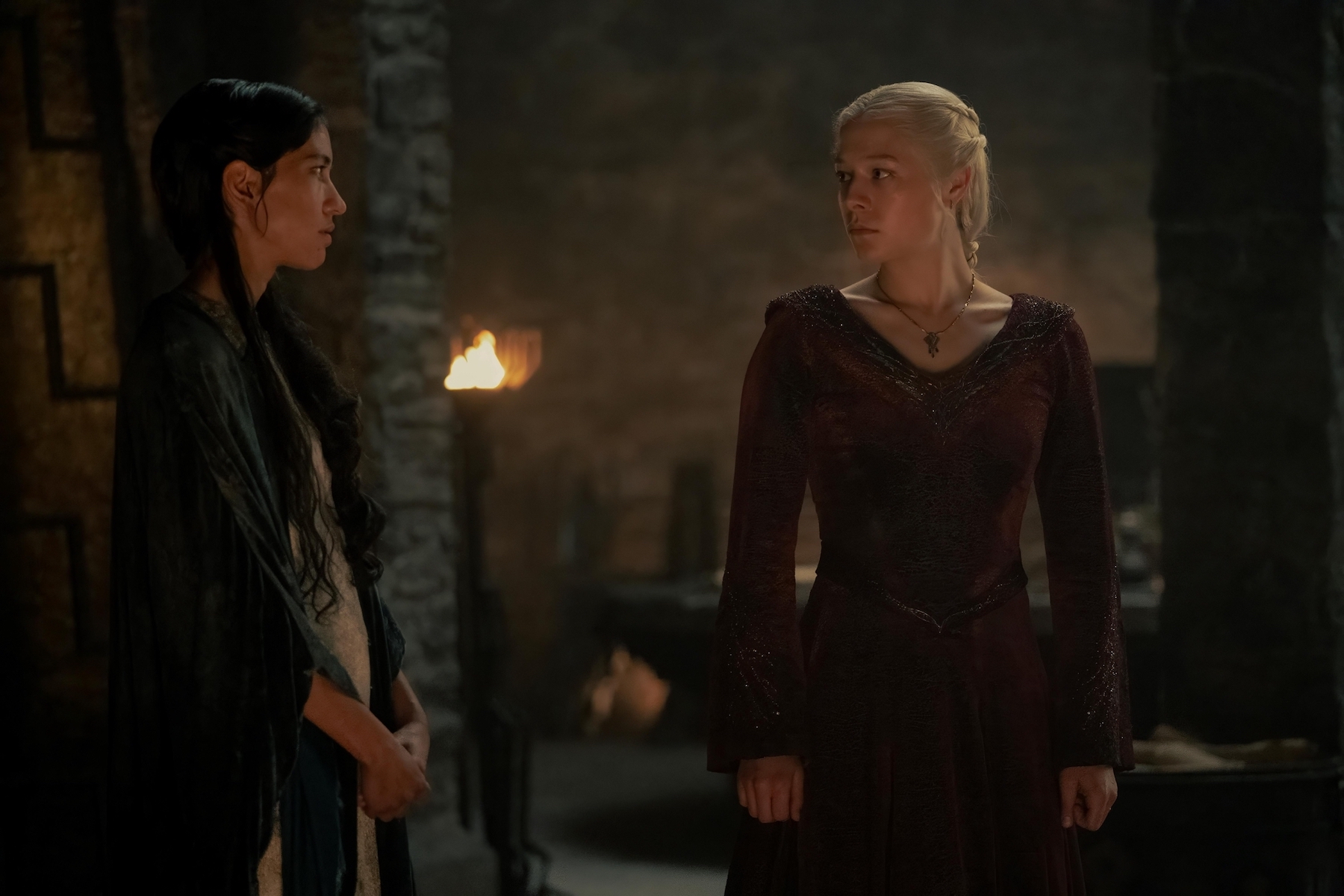 Rhaenyra and Mysaria embrace in House of the Dragon Season 2 Finale: Shifting Alliances and Betrayals