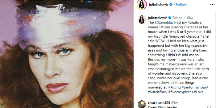 Juliette Lewis' Instagram Post About Karen Black