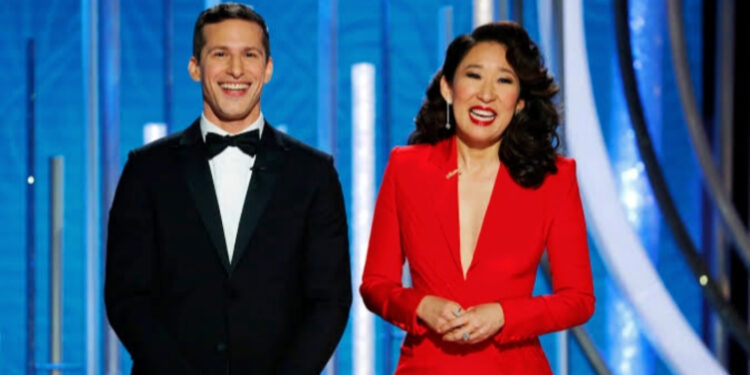 Sandra Oh hosting the Golden Globe Awards