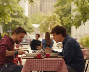 Kieran Culkin and Jesse Eisenberg in A Real Pain