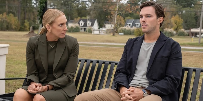 Toni Collette and Nicholas Hoult in Juror #2