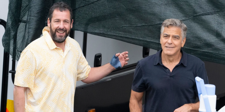 Adam Sandler and George Clooney Filming Jay Kelly